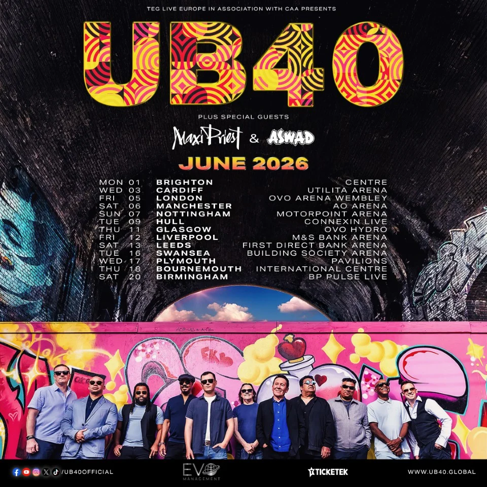 UB40 The Unstoppable Tour Poster 2026–2027